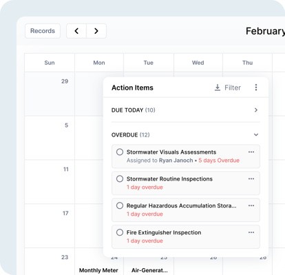 Calendar with action items