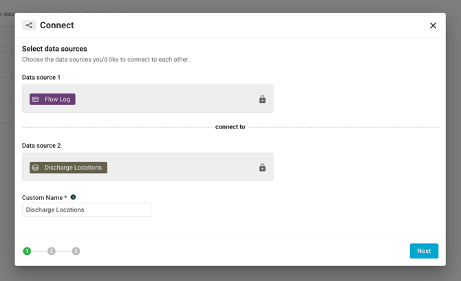Step 1 - Connect flow log to discharge locations