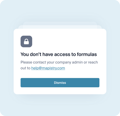 Modal showing the user that they do not have access to edit formulas.