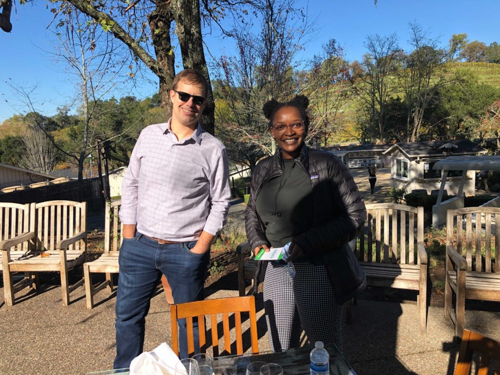 Two people at a winery