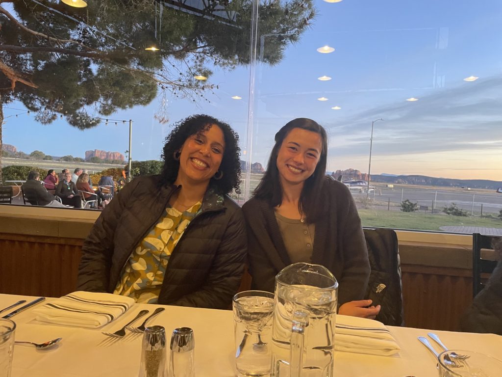 Two people having dinner